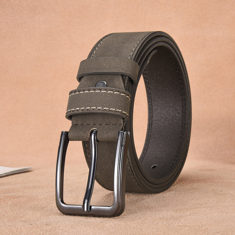 Ceinture en daim pour homme avec boucle ardillon – Style décontracté et professionnel résistant - Marron foncé - 120cm