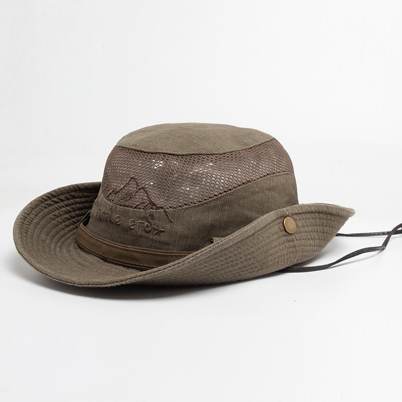 Chapeau de randonnée homme à large bord - Marron
