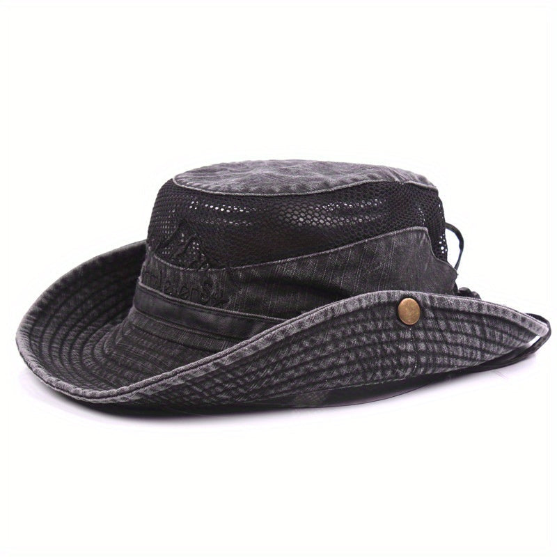 Chapeau de randonnée homme à large bord - Noir