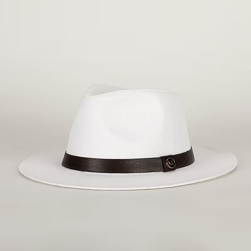 Chapeau fedora homme à large bord - Blanc