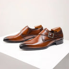 Chaussures homme à boucle bout allongé - Marron