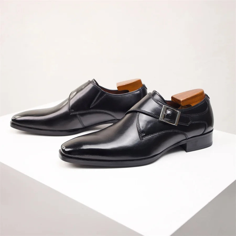 Chaussures homme à boucle bout allongé - Noir