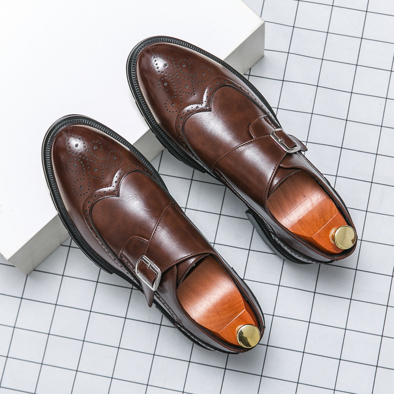 Chaussures homme à bride perforées - Marron