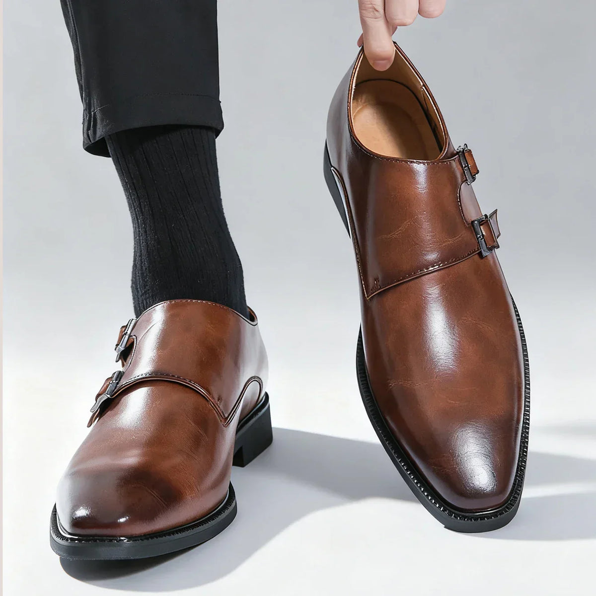 Chaussures homme à double boucle - image 4
