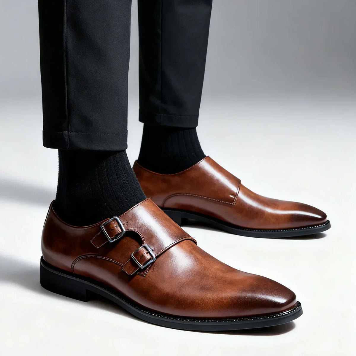 Chaussures homme à double boucle - Marron