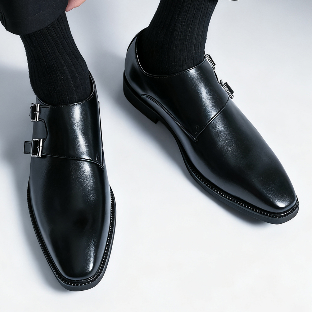 Chaussures homme à double boucle - Noir