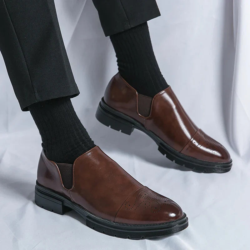 Chaussures homme à enfiler perforées - Marron