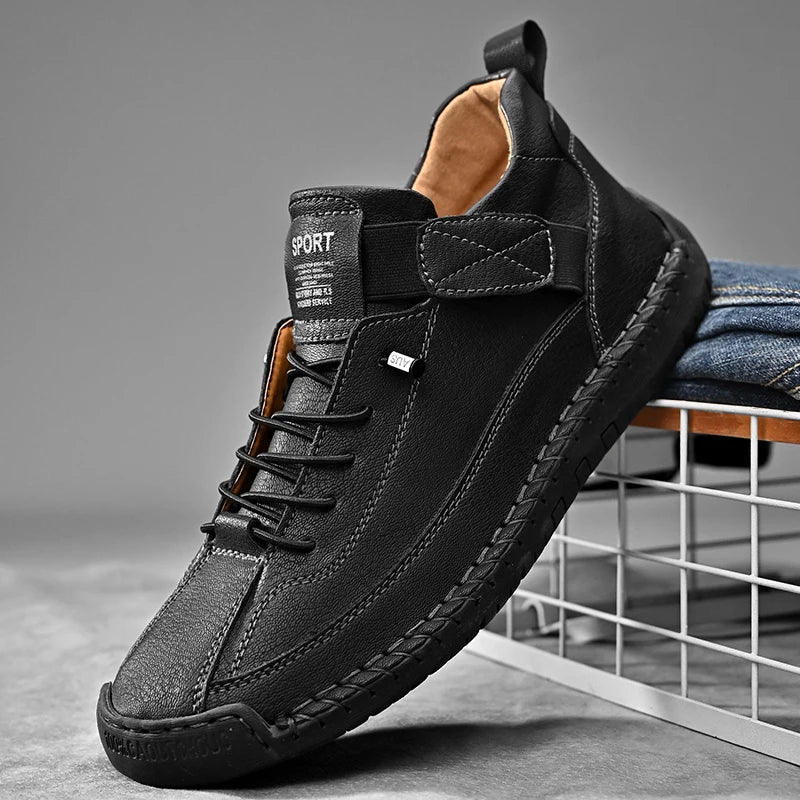 Chaussures homme à lacets bande élastique - Noir