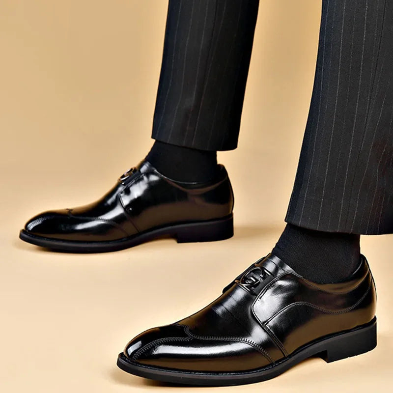 Chaussures homme à lacets bout allongé - Marron