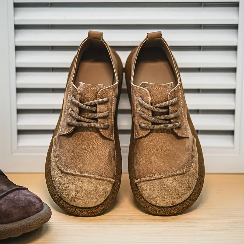 Chaussures Homme en Daim Rétro à Lacets – Style Décontracté Confortable - Kaki