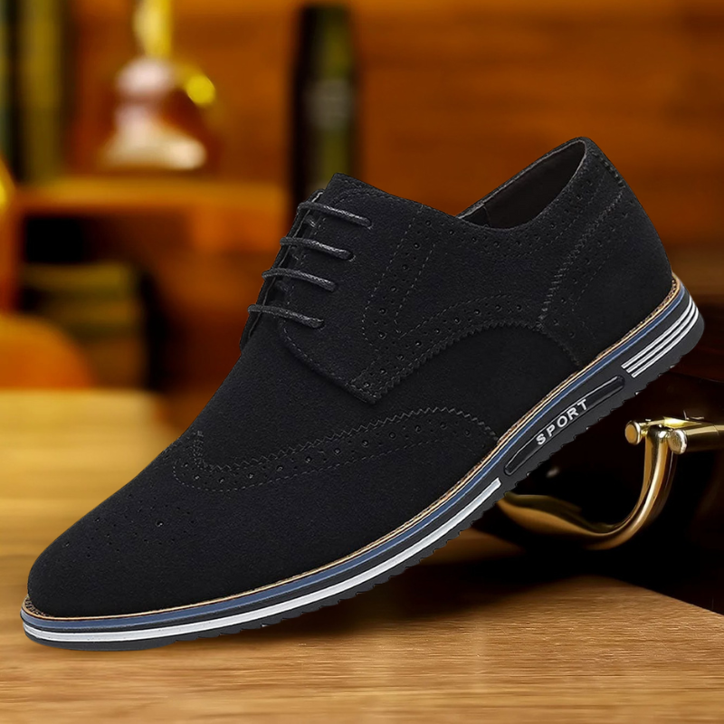Chaussures Homme Noires En Daim À Lacets Plates - image 5