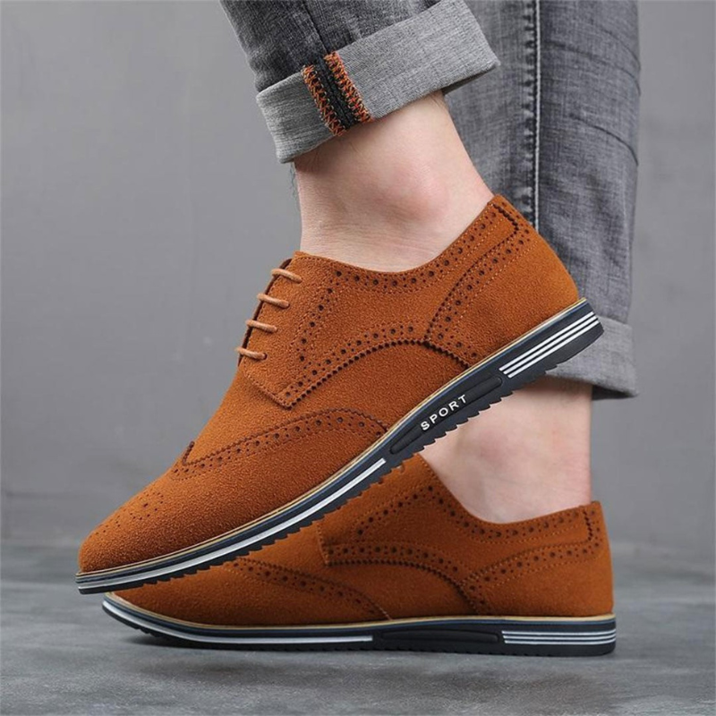 Chaussures Homme Noires En Daim À Lacets Plates - image 9