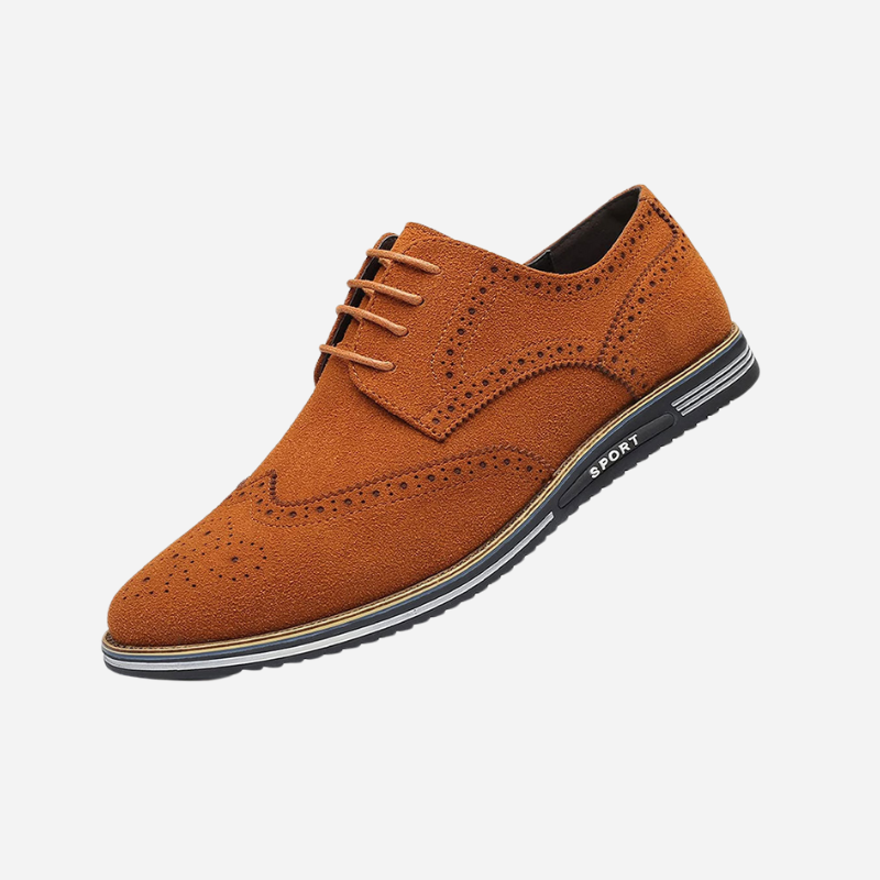 Chaussures Homme Noires En Daim À Lacets Plates - Marron