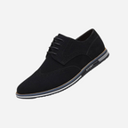 Chaussures Homme Noires En Daim À Lacets Plates - Noir