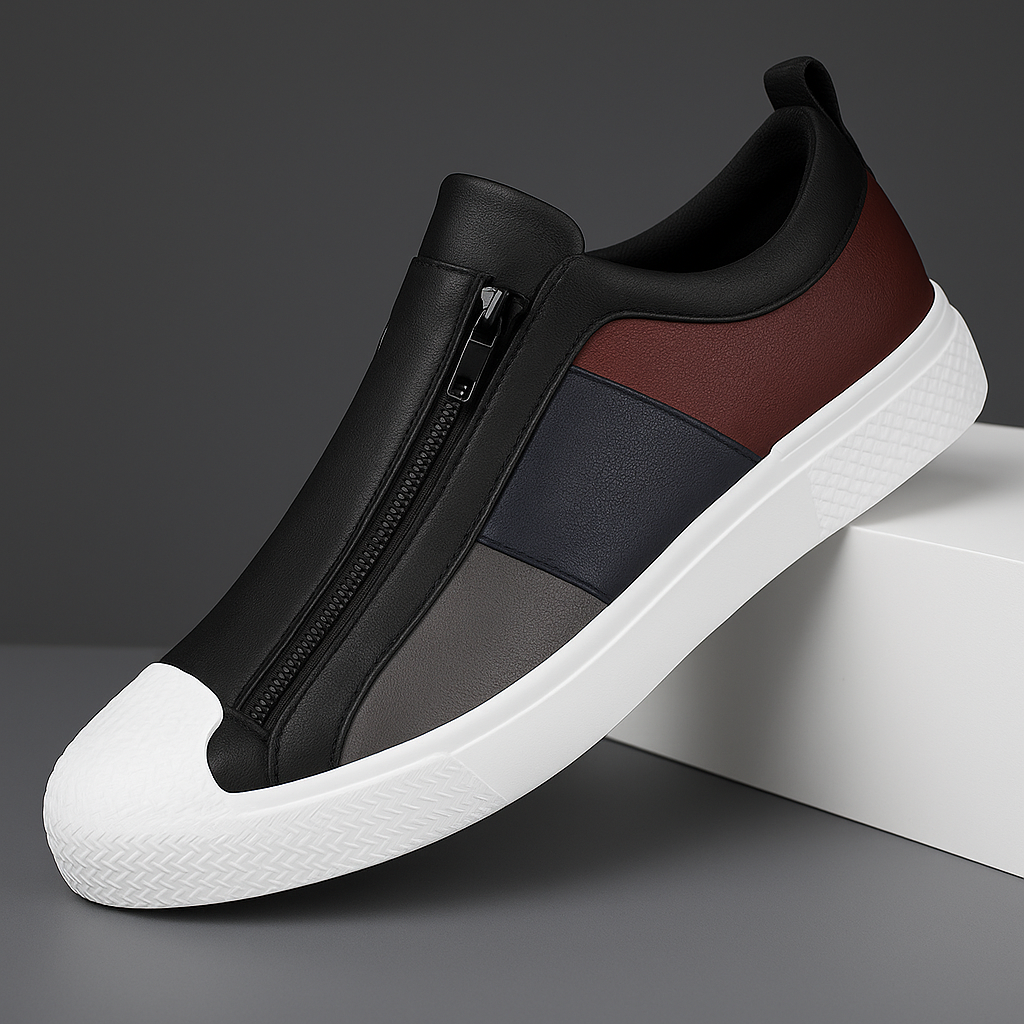 Chaussures homme zippées - Noir Blanc