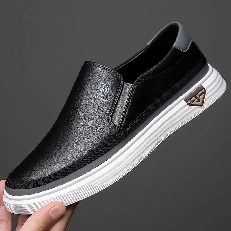 Chaussures sans lacets pour homme avec côtés élastiques - Noir