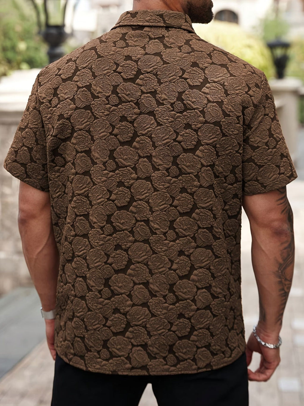 Chemise à Manches Courtes Fleurie Texturée pour Hommes - image 2