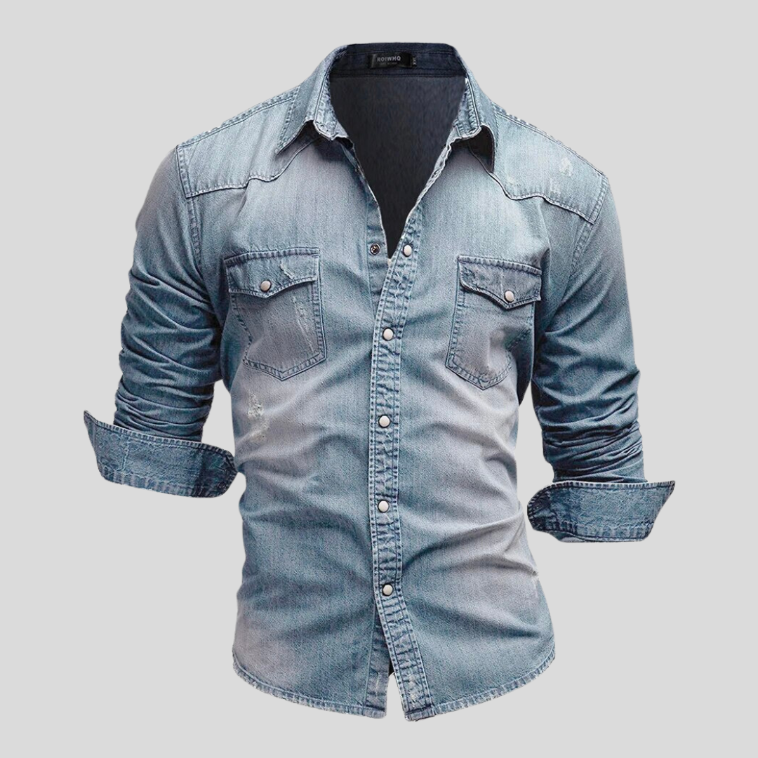 Chemise ajustée légère en jean à boutons homme – Style classique au quotidien - image 5