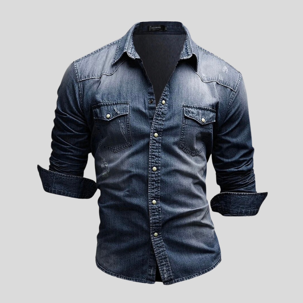 Chemise ajustée légère en jean à boutons homme – Style classique au quotidien - image 6