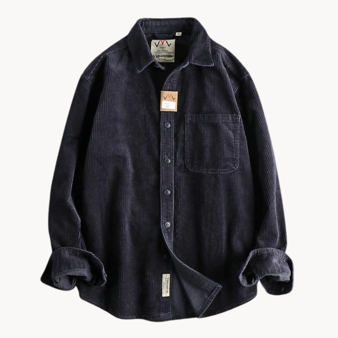 Chemise Boutonnée à Texture Côtelée pour Homme – Chemise Décontractée et Structurée - Bleu marine