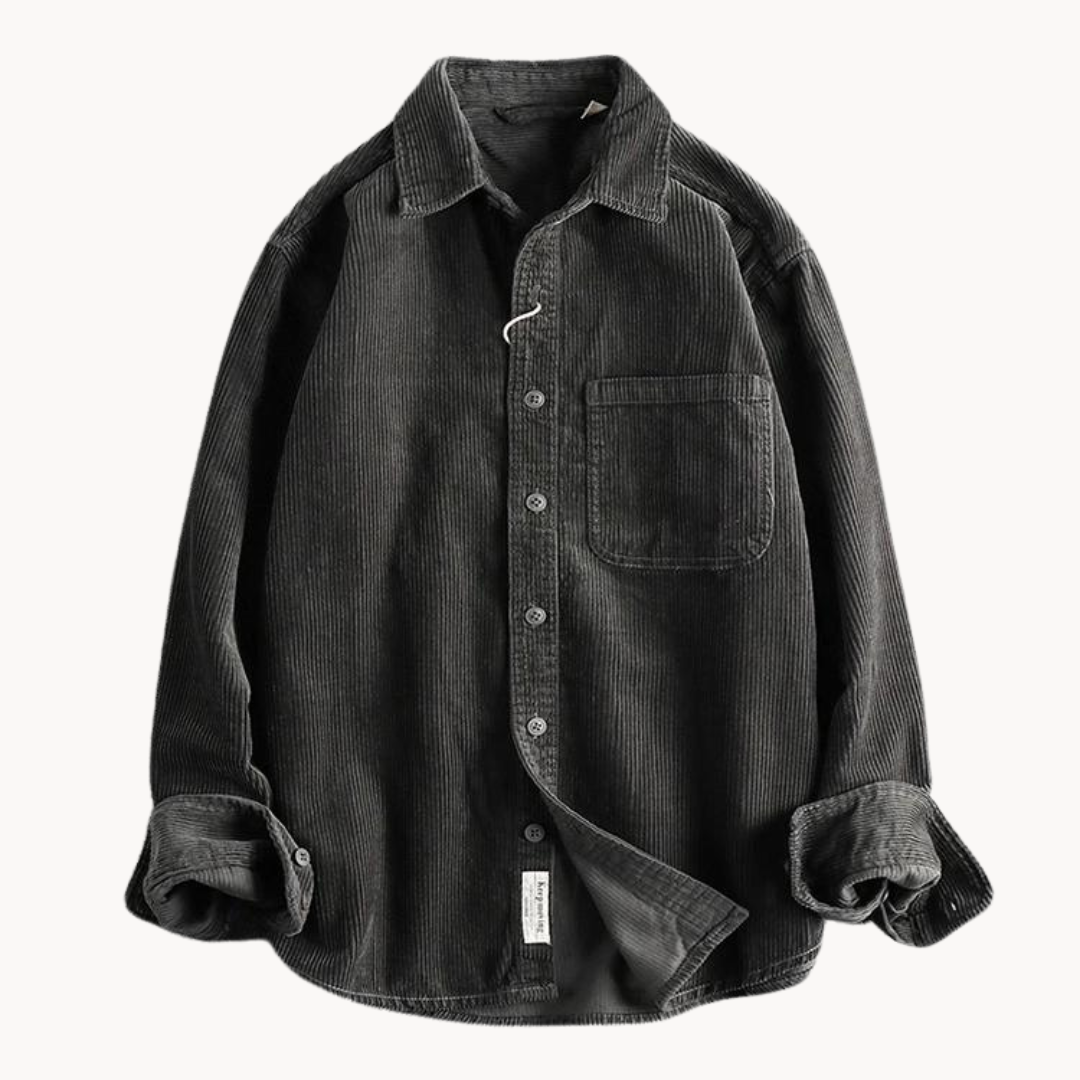 Chemise Boutonnée à Texture Côtelée pour Homme – Chemise Décontractée et Structurée - Gris