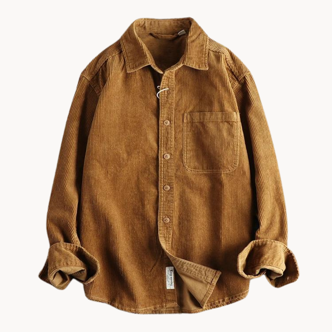 Chemise Boutonnée à Texture Côtelée pour Homme – Chemise Décontractée et Structurée - Miel