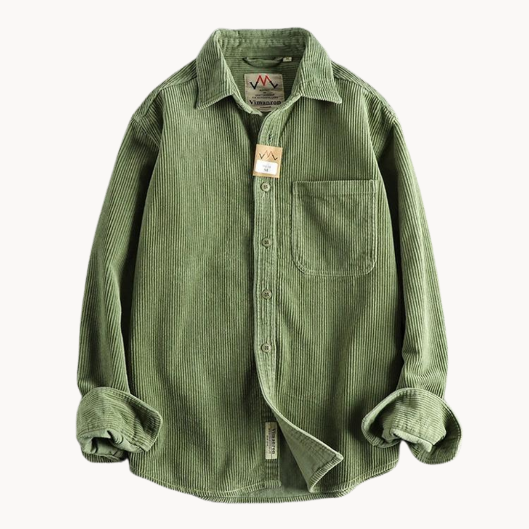 Chemise Boutonnée à Texture Côtelée pour Homme – Chemise Décontractée et Structurée - Sauge