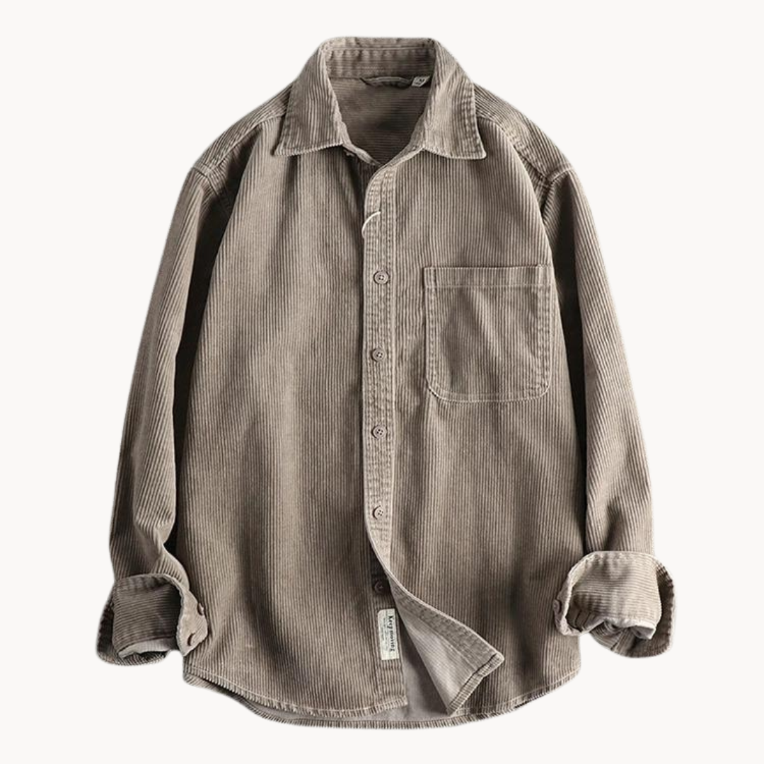 Chemise Boutonnée à Texture Côtelée pour Homme – Chemise Décontractée et Structurée - Taupe