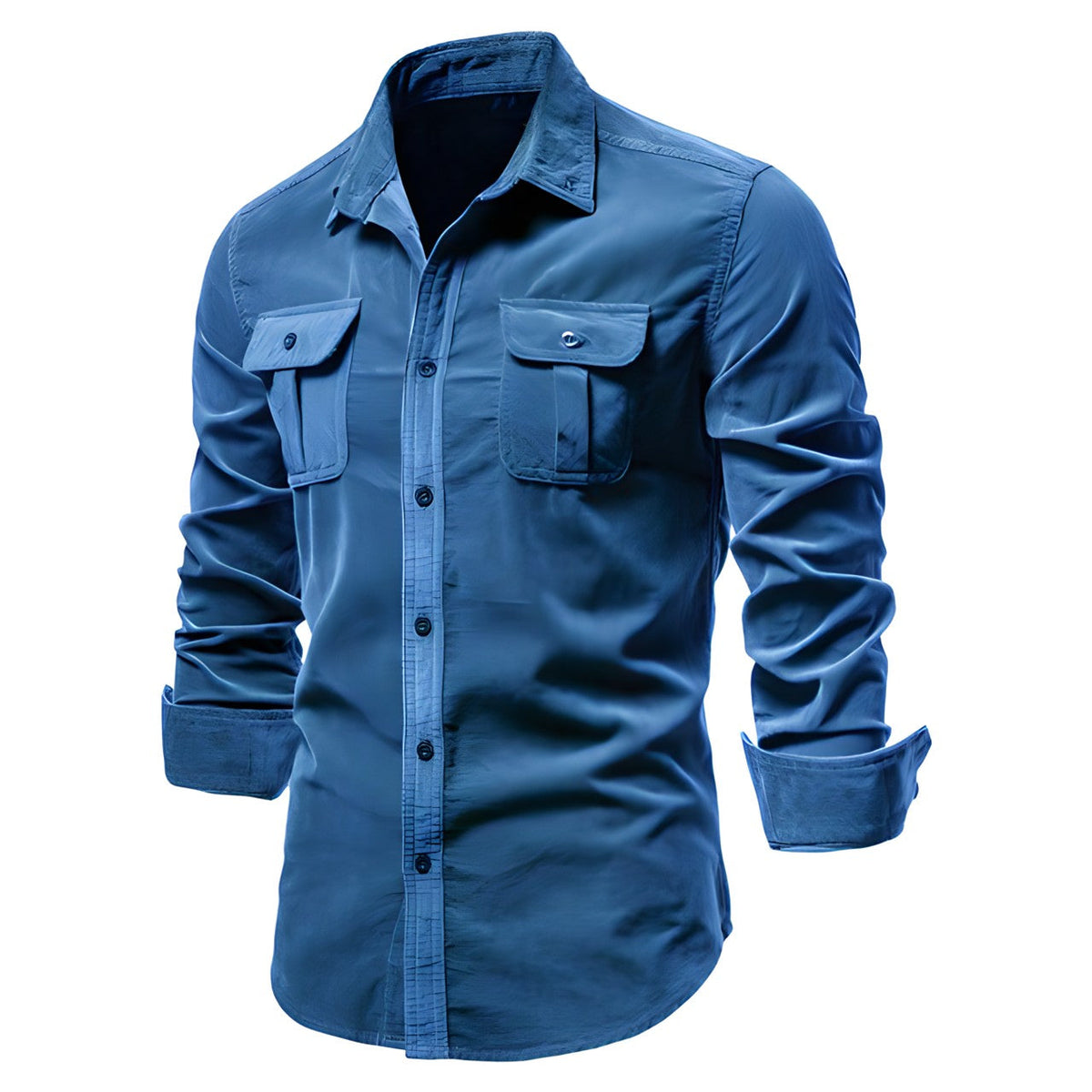 Chemise casual homme coton – Coupe regular, confort et style décontracté - Bleu
