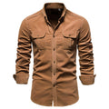 Chemise casual homme coton – Coupe regular, confort et style décontracté - Brun