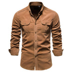 Chemise casual homme coton – Coupe regular, confort et style décontracté - Brun