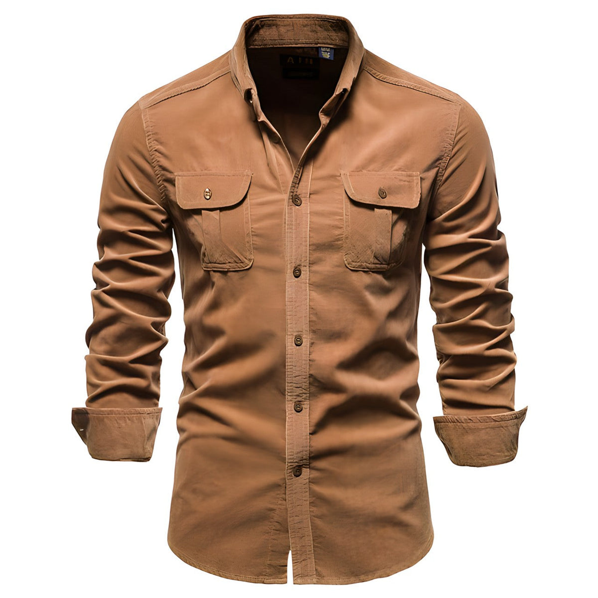 Chemise casual homme coton – Coupe regular, confort et style décontracté - Brun