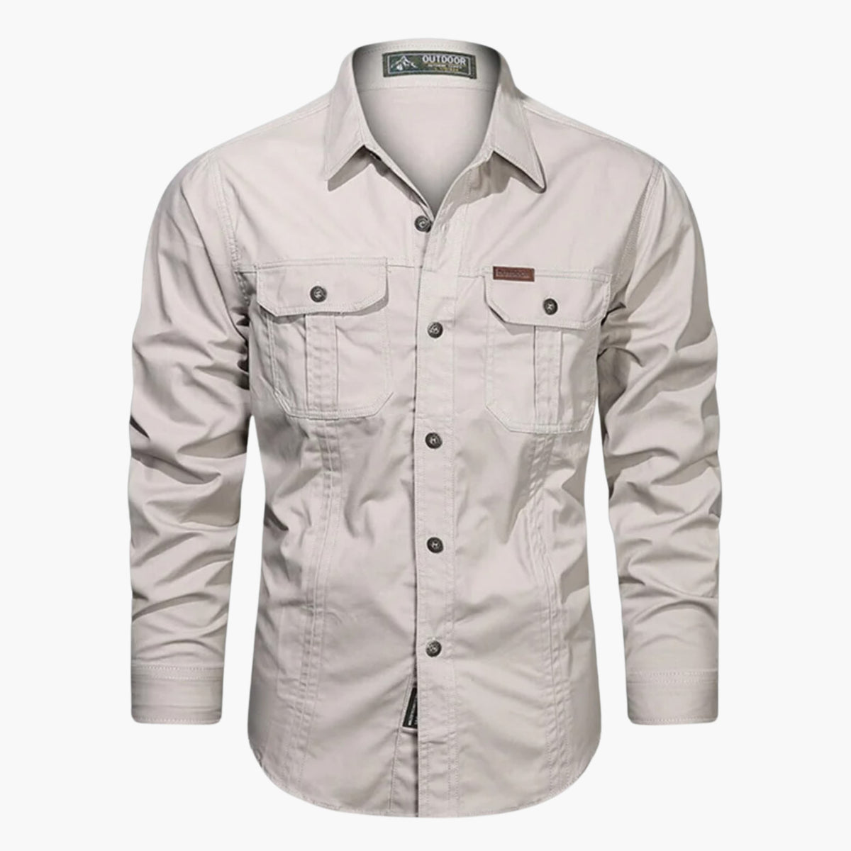 Chemise d'extérieur pour homme – Chemise boutonnée résistante et élégante avec poches poitrine - Beige
