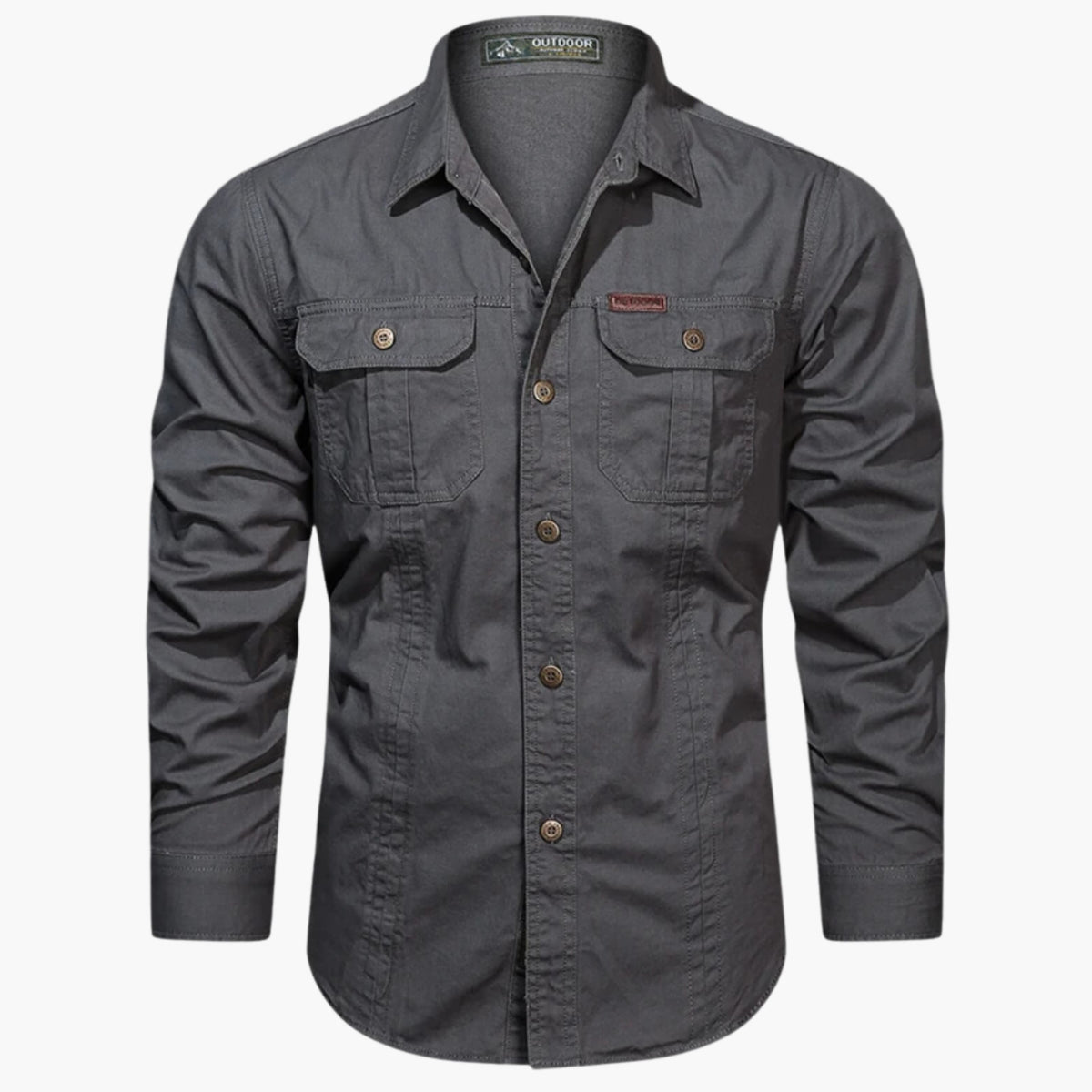 Chemise d'extérieur pour homme – Chemise boutonnée résistante et élégante avec poches poitrine - Gris