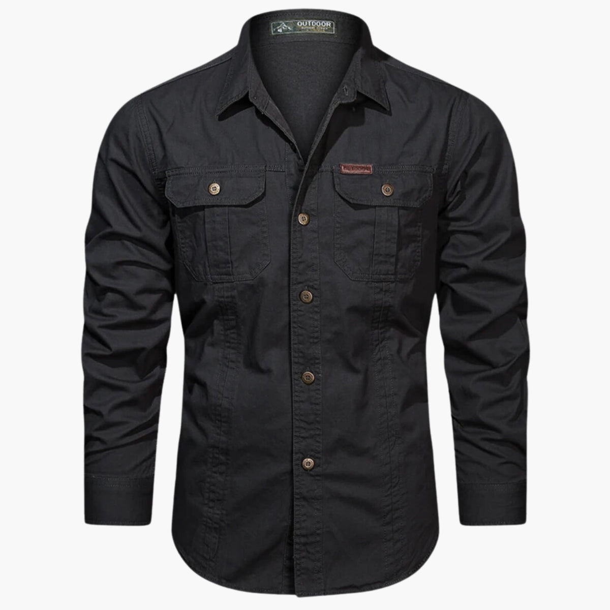 Chemise d'extérieur pour homme – Chemise boutonnée résistante et élégante avec poches poitrine - Noir