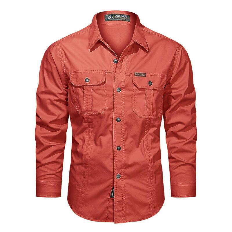 Chemise d'extérieur pour homme – Chemise boutonnée résistante et élégante avec poches poitrine - Rouge