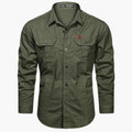 Chemise d'extérieur pour homme – Chemise boutonnée résistante et élégante avec poches poitrine - Vert armée