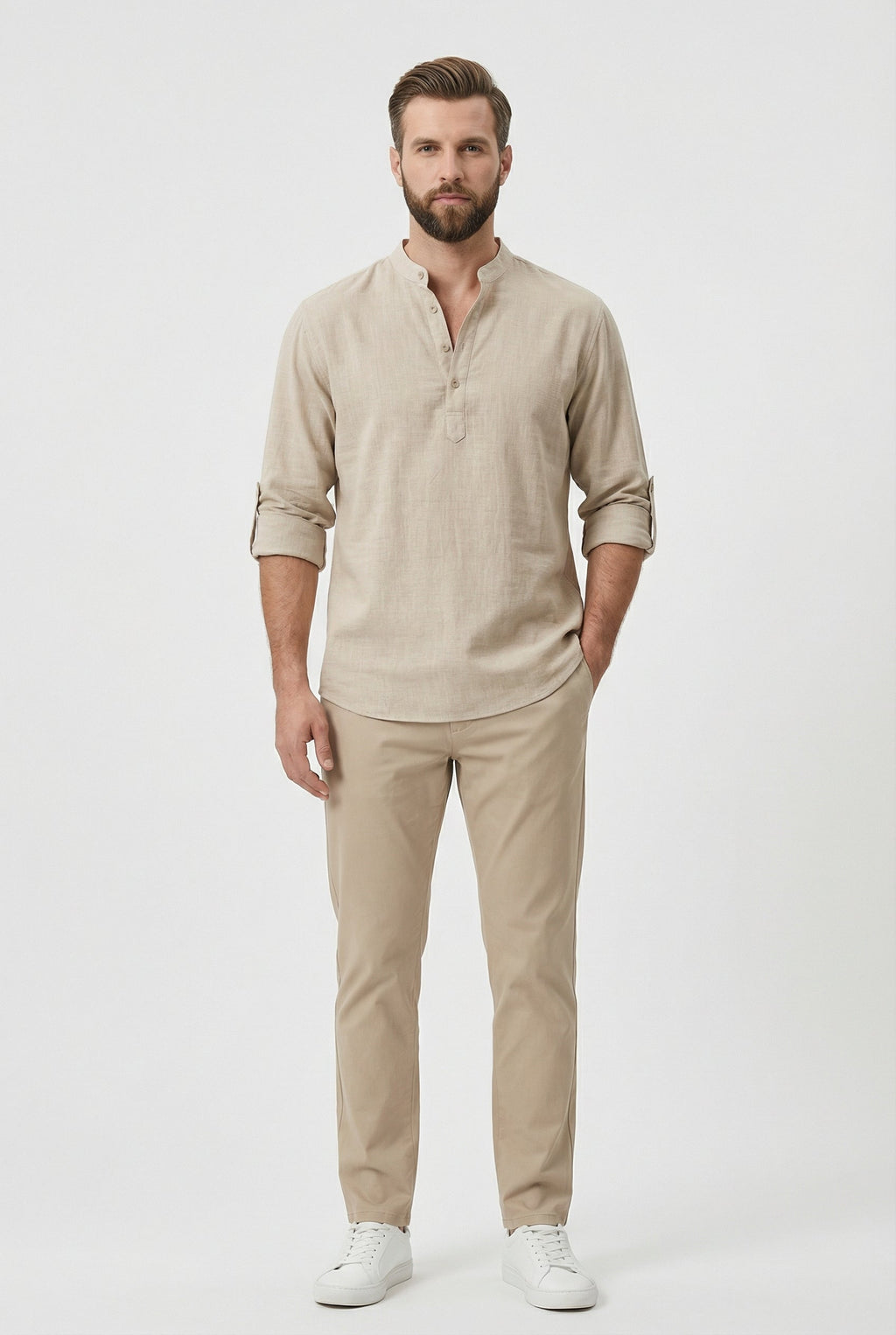 Chemise d’Été Homme en Lin – Manches Relevées Respirante - image 3