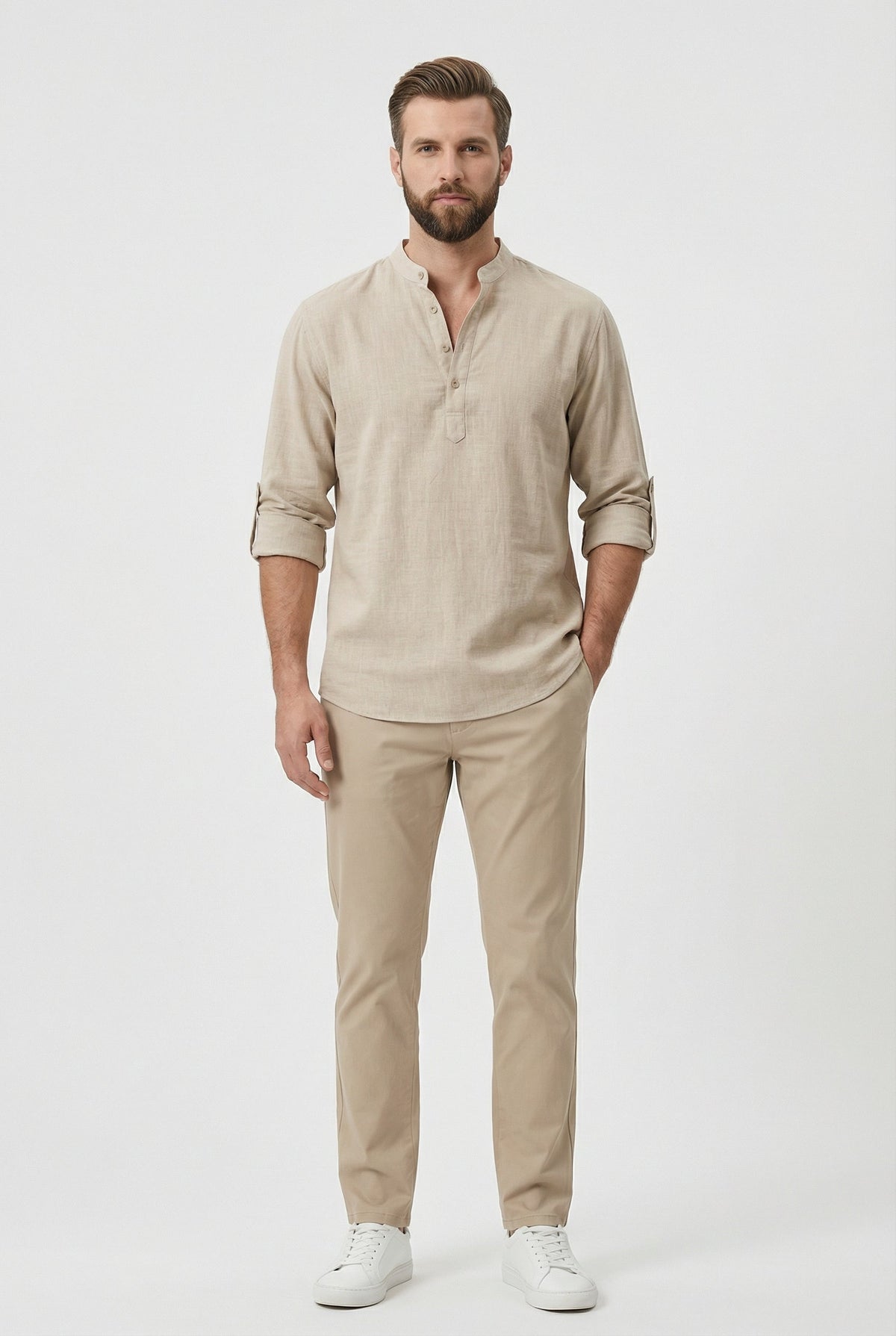 Chemise d’Été Homme en Lin – Manches Relevées Respirante - image 3