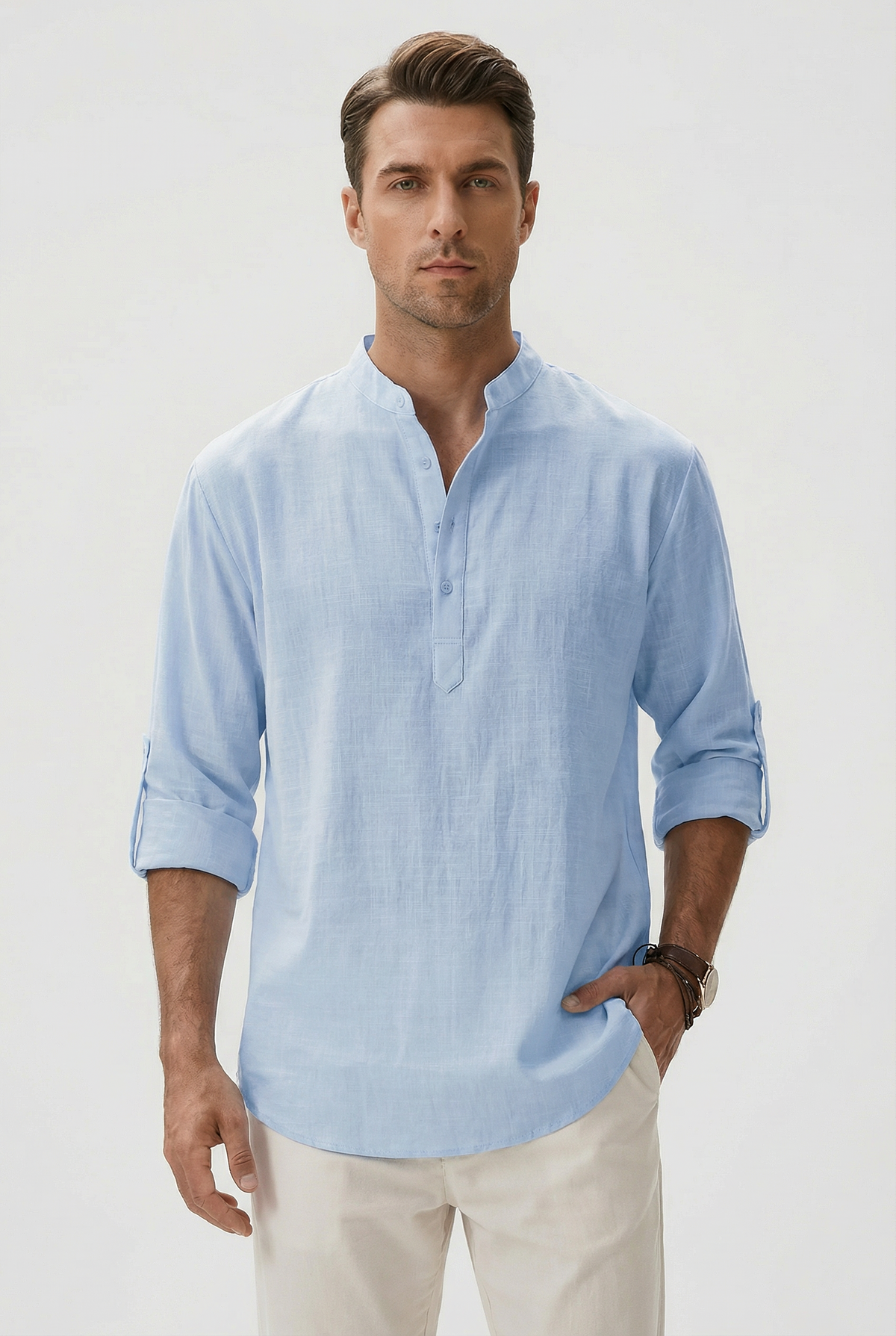 Chemise d’Été Homme en Lin – Manches Relevées Respirante - image 4