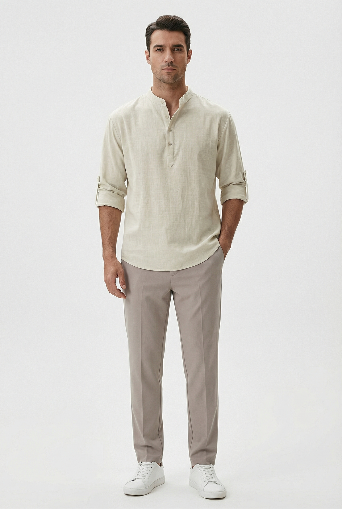 Chemise d’Été Homme en Lin – Manches Relevées Respirante - image 9