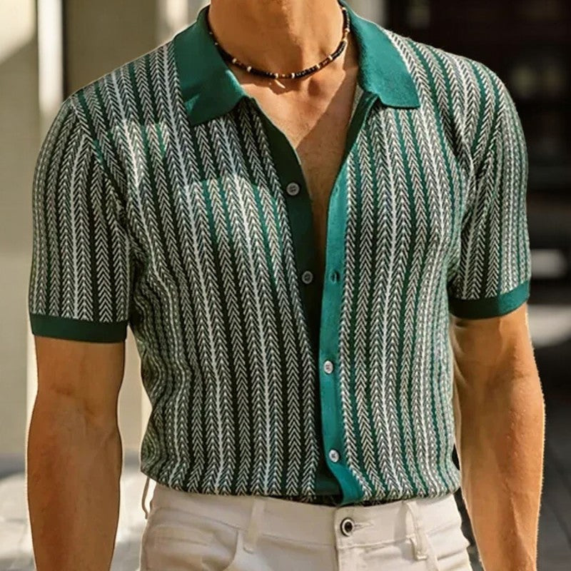 Chemise en Coton Biologique – Chemise Boutonnée Motif Chevrons Moderne - image 7