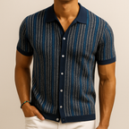 Chemise en Coton Biologique – Chemise Boutonnée Motif Chevrons Moderne - Marin