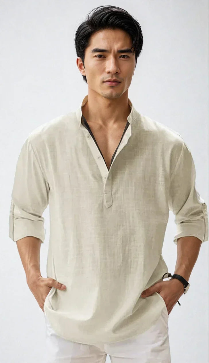 Chemise en lin pour homme – estivale et moderne - Abricot