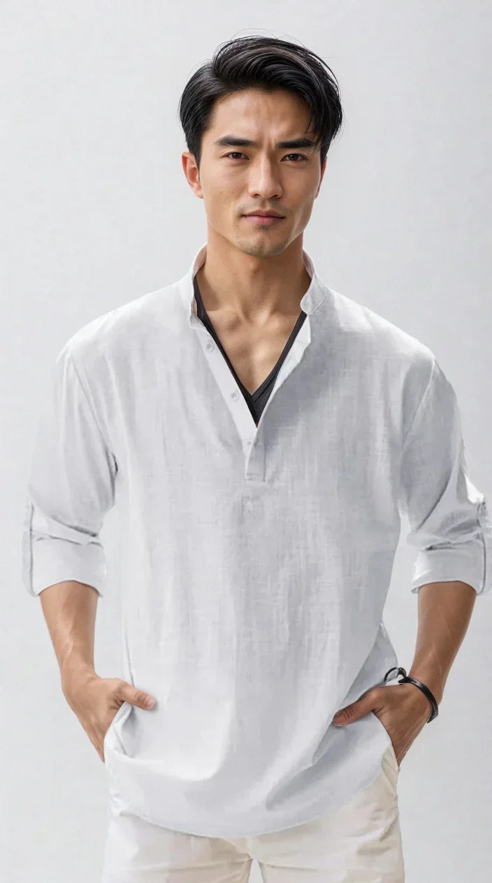 Chemise en lin pour homme – estivale et moderne - Blanc