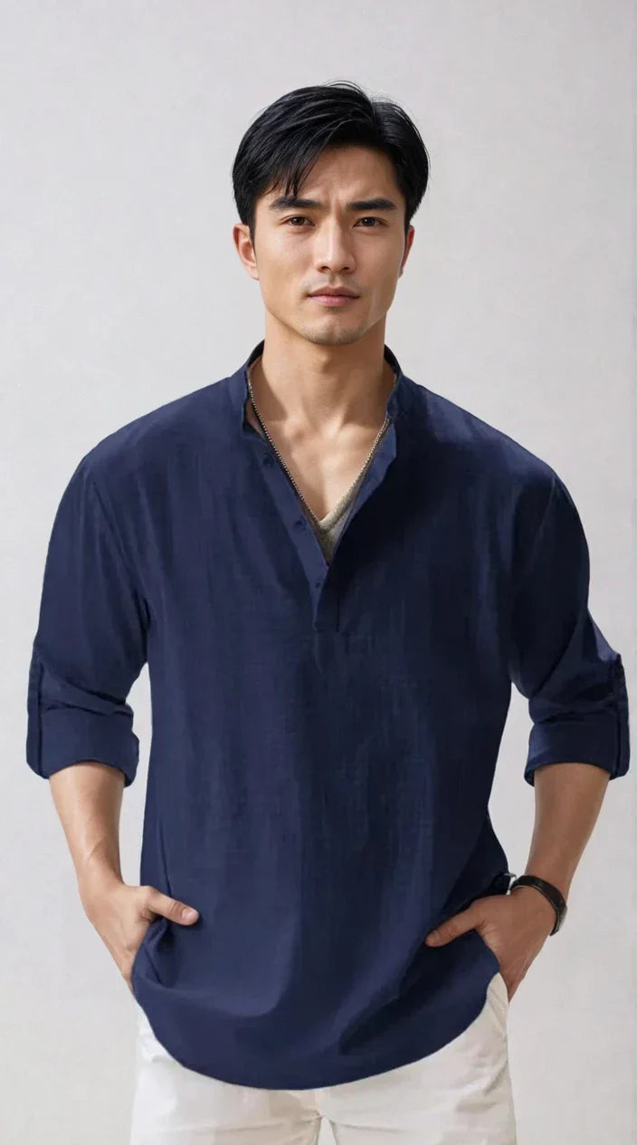 Chemise en lin pour homme – estivale et moderne - Bleu