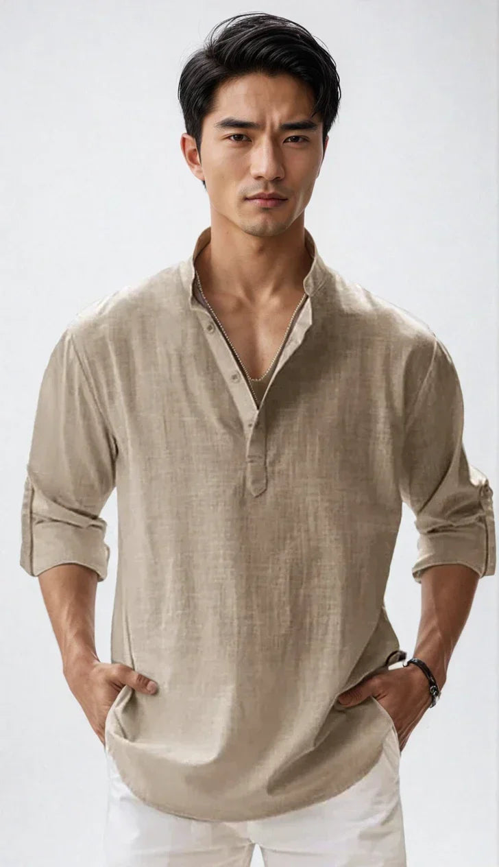 Chemise en lin pour homme – estivale et moderne - Brun