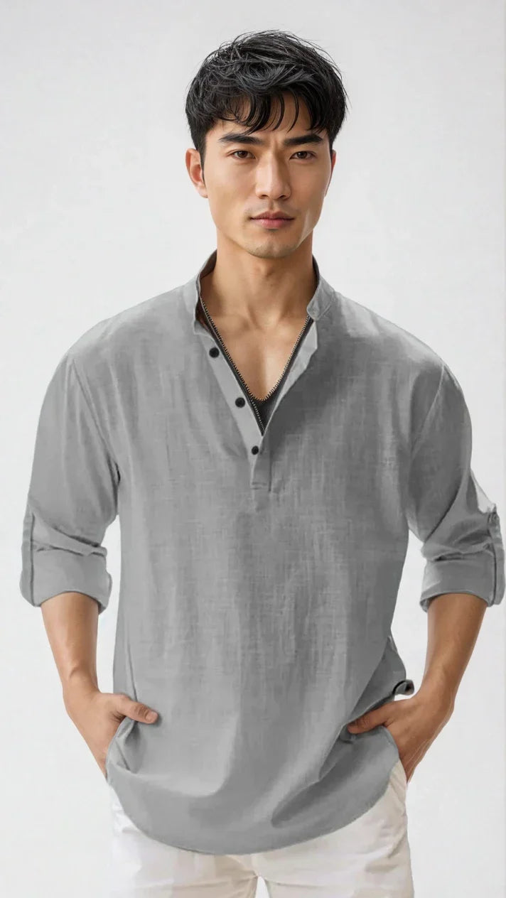 Chemise en lin pour homme – estivale et moderne - Gris