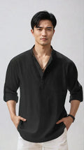 Chemise en lin pour homme – estivale et moderne - Noir