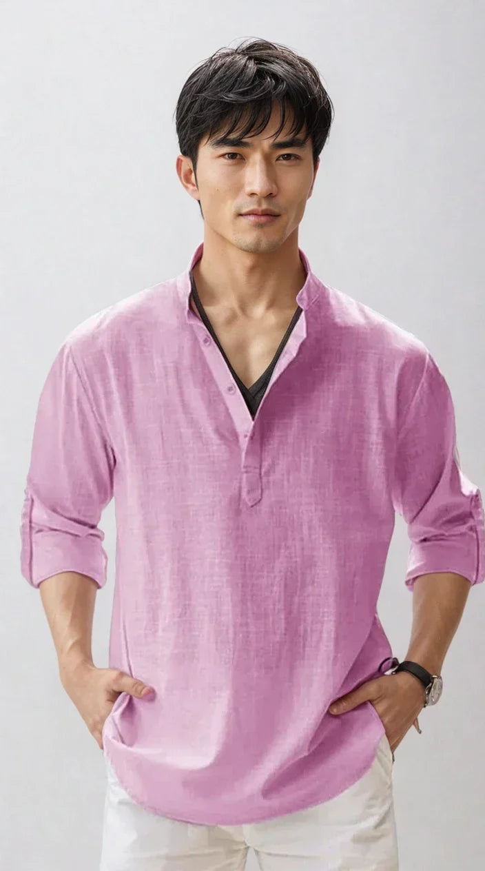 Chemise en lin pour homme – estivale et moderne - Rose clair
